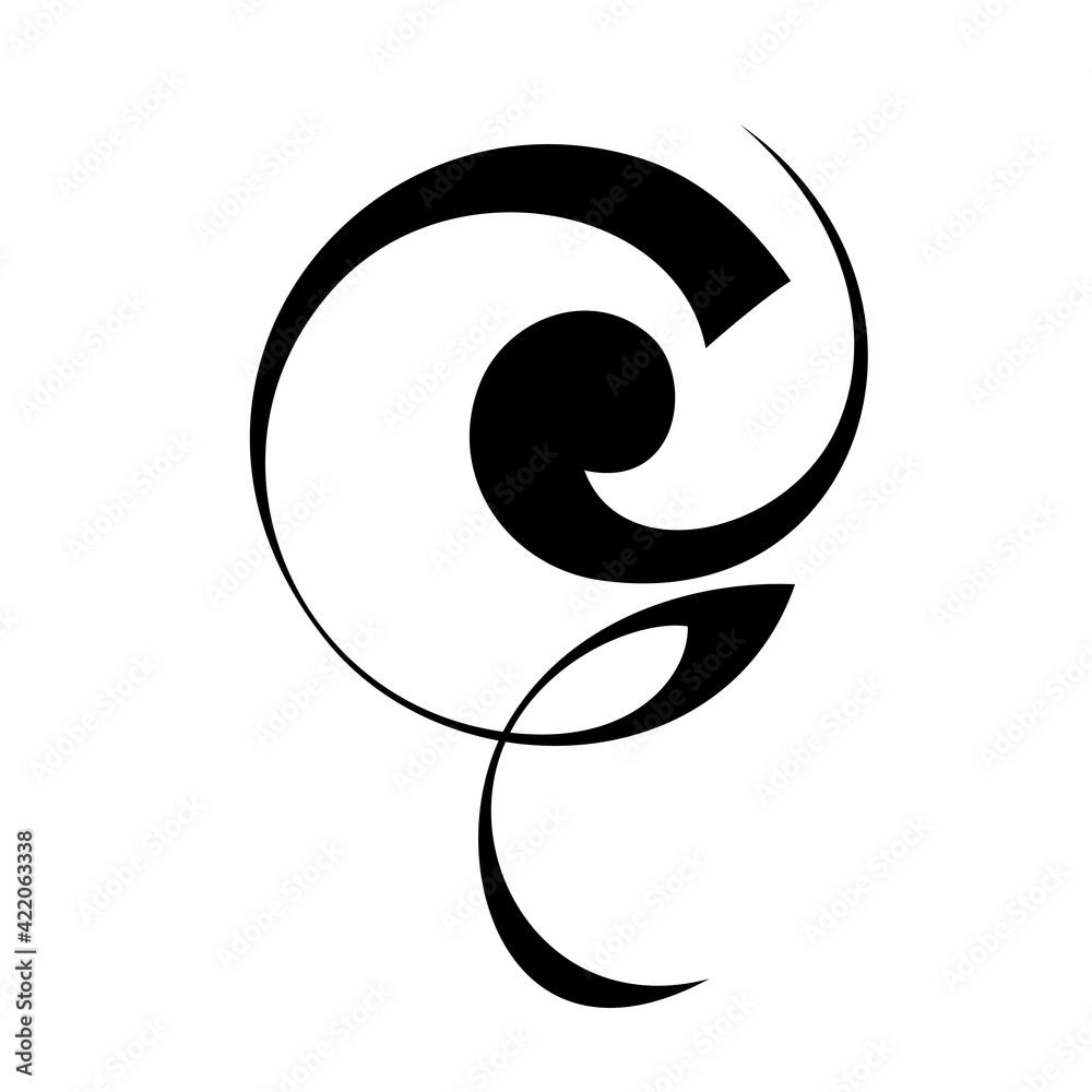 ornament 1635. unique decorative abstract ornament with curls in black lines on a white background ornament 1635. unique decorative abstract ornament with curls in black lines on a white background