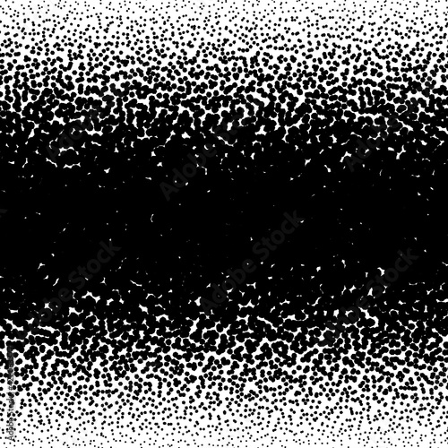 Background with irregular, chaotic dots, points, circle. Abstract monochrome pattern. Black and white color. Vector illustration Memphis style Random halftone. Pointillism