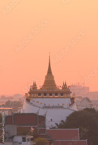 landscape of The golden mount of Wat Saket at sunset © plo