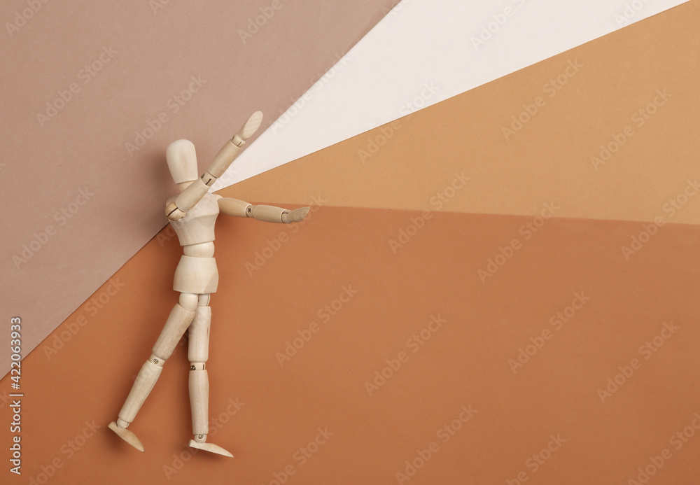 Puppet little man on a colored background. Puppet little man on a colored background.