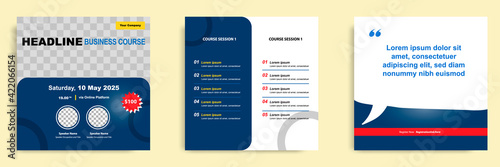 Set bundle collection of social media banner post template. Layout for online webinar, conference, training, seminar, course, and learning video. Minimal modern and simple style.