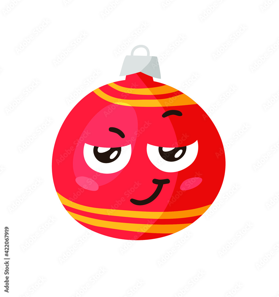 Hand drawn Christmas Emoji Ball on white background. Creative flat art. Actual vector drawing decorations toy. Cartoon Character Emoticon Hand drawn Christmas Emoji Ball on white background. Creative flat art. Actual vector drawing decorations toy. Cartoon Character Emoticon