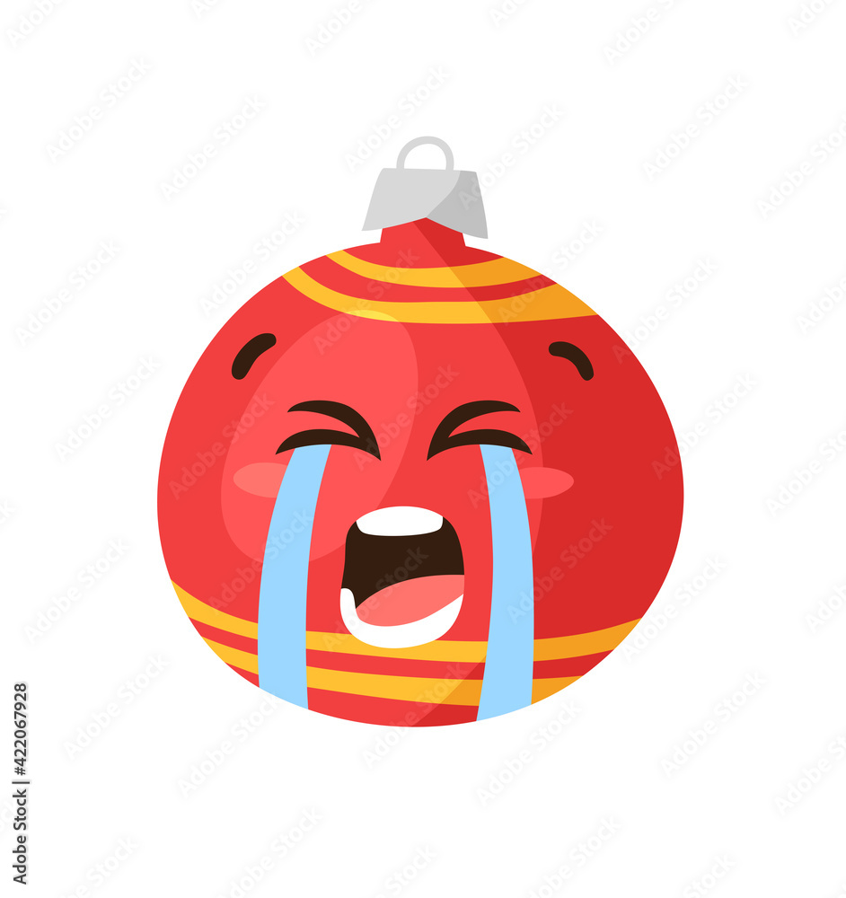 Hand drawn Christmas Emoji Ball Toy on white background. Creative flat art work. Actual vector drawing decorations. Cartoon Character Emoticon Hand drawn Christmas Emoji Ball Toy on white background. Creative flat art work. Actual vector drawing decorations. Cartoon Character Emoticon
