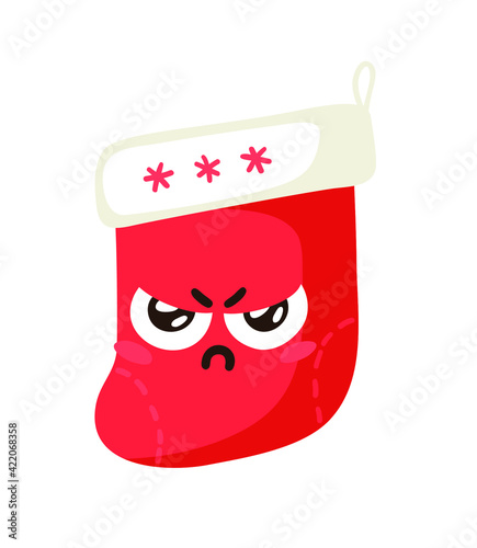Hand drawn Christmas Emoji Socks on white background. Creative flat work. Actual vector drawing decorations. Cartoon Character Emoticon