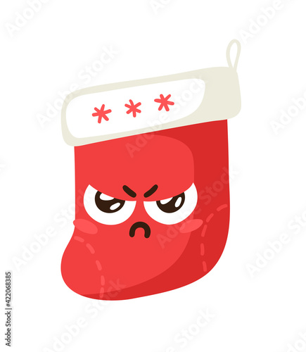 Hand drawn Christmas Emoji on white background. Creative flat art work. Actual vector drawing decorations. Cartoon Character Emoticon