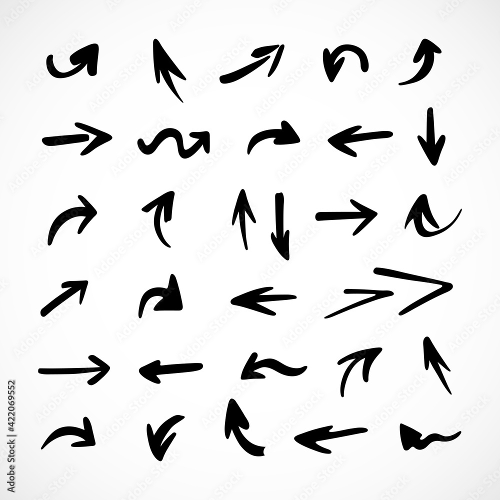 Vector set of hand-drawn arrows, elements for presentation Vector set of hand-drawn arrows, elements for presentation