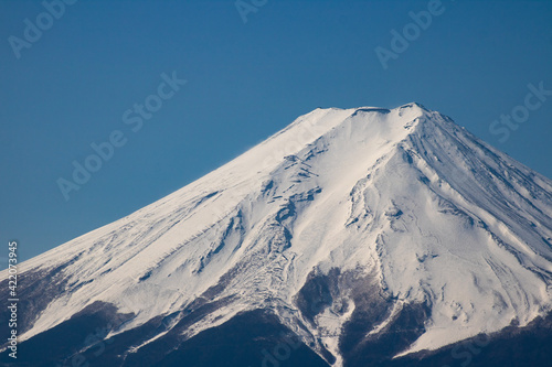 Spectacular and Beautiful Mt.Fuji covered with snow  from Mt.Mitsutoge 