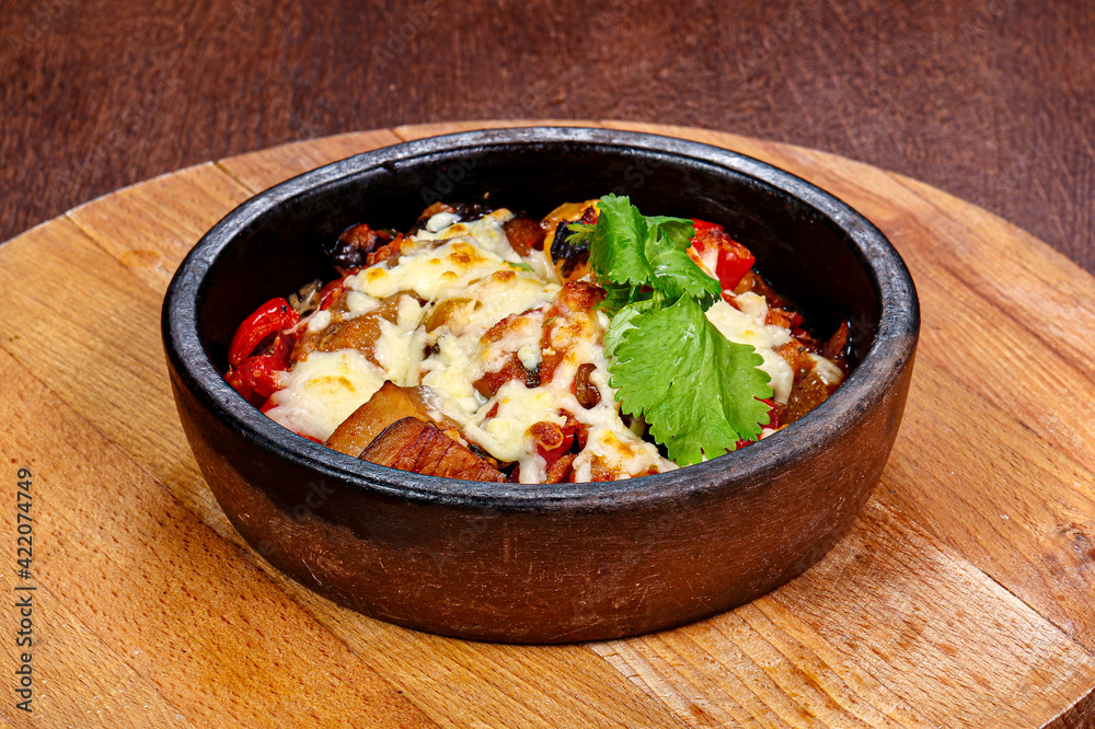 Roasted Pork and vegetables with cheese Roasted Pork and vegetables with cheese