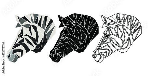 Abstract zebra face. Totemic animals portrait. Geometric abstract animals logo
