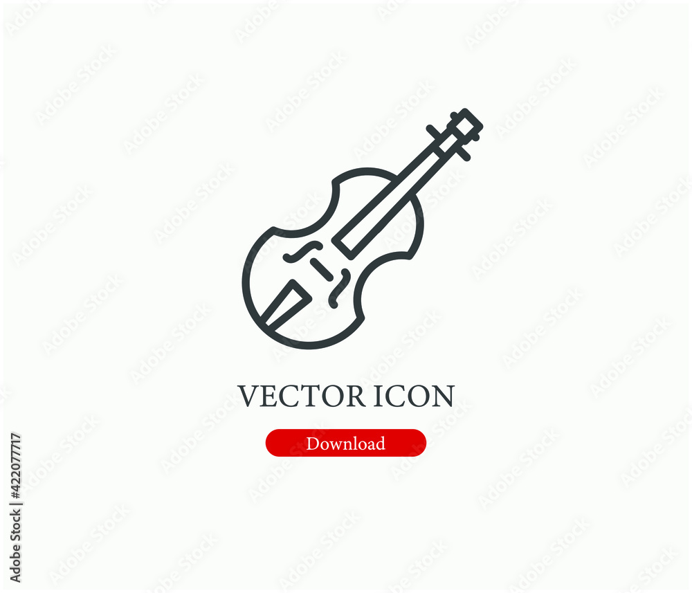 Violin vector icon.  Editable stroke. Linear style sign for use on web design and mobile apps, logo. Symbol illustration. Pixel vector graphics - Vector