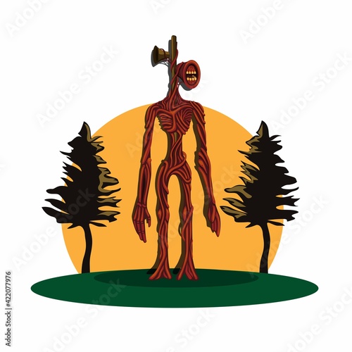Siren head urban legend mythology creature concept in cartoon illustration vector