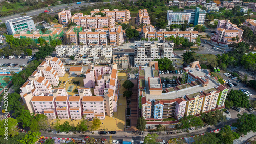 Fotografie 2021 Mar 21,Hong Kong,Sha Tau Kok Chuen is public housing estate built by the Hong Kong Housing Society’s , only public housing estate in Hong Kong located in the frontier closed area