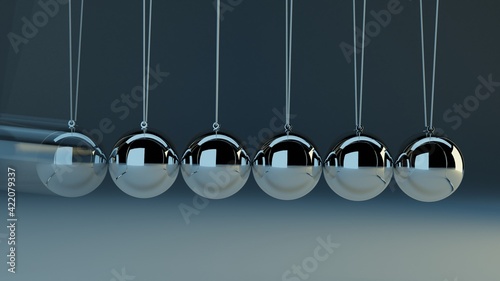 Newton pendulum on dark background, 3D illustration