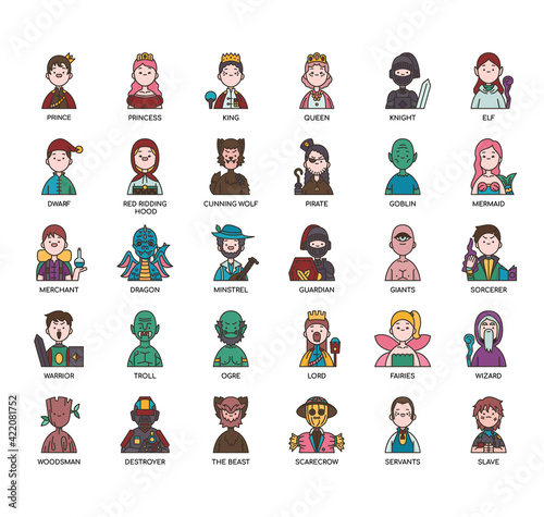 tale characters , Thin Line and Pixel Perfect Icons