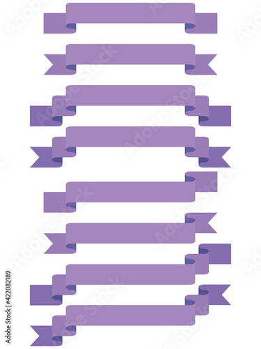 シンプルなリボン8種セット（紫）