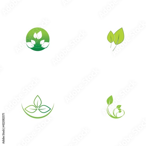 Logos of green Tree leaf ecology