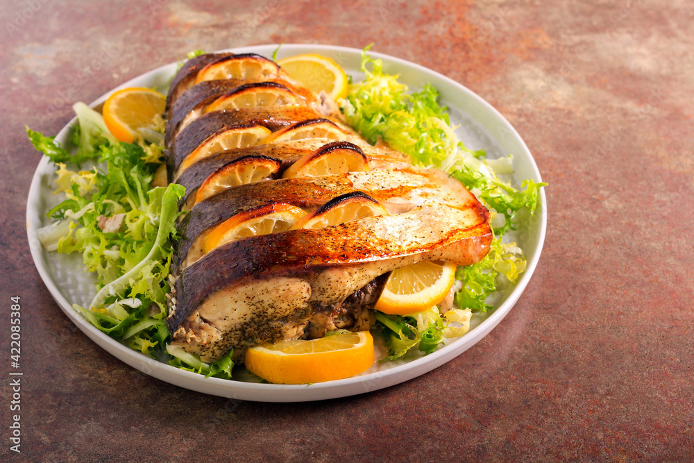 Baked silver carp fish Baked silver carp fish