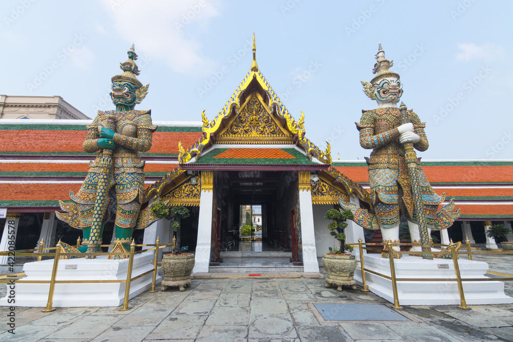 Fototapeta premium Giant Statues The characters in wat phra kaew in temple Landmarks of Thailand