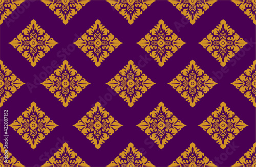 Geometric Indonesian batik motifs with distinctive Balinese floral pattern