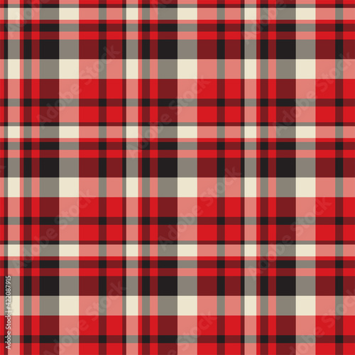 Plaid seamless pattern. Vector background of textile ornament. Flat fabric design.