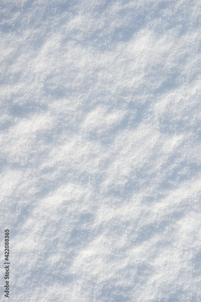 Obraz premium Fresh clean white snow background texture. Winter background with frozen snowflakes and snow mounds. Snow lumps. Seasonal landscape details. Cold weather.