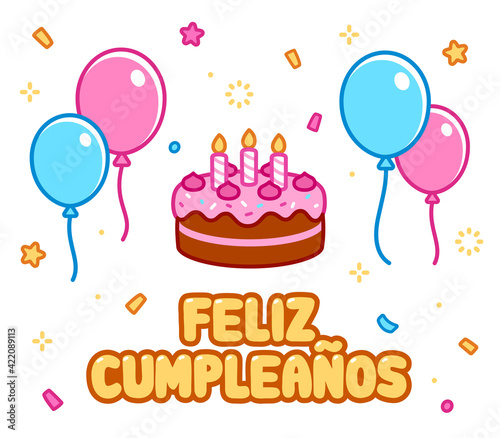 Cartoon Feliz cumpleaños Happy Birthday in Spanish