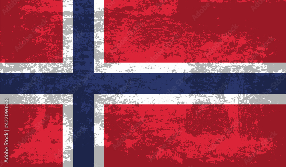 Fototapeta premium Grunge Norway flag. Norway flag with waving grunge texture.