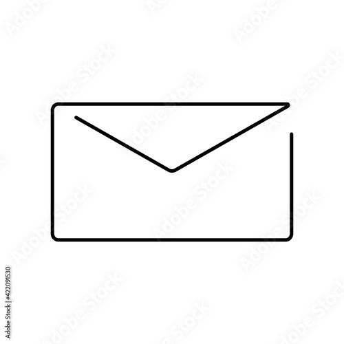 One continuous line drawing of email icon or letter isolated on white background handdrawn style