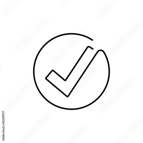 Check OK mark. Continuous line icon. EPS10