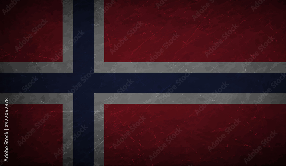 Fototapeta premium Grunge Norway flag. Norway flag with waving grunge texture.