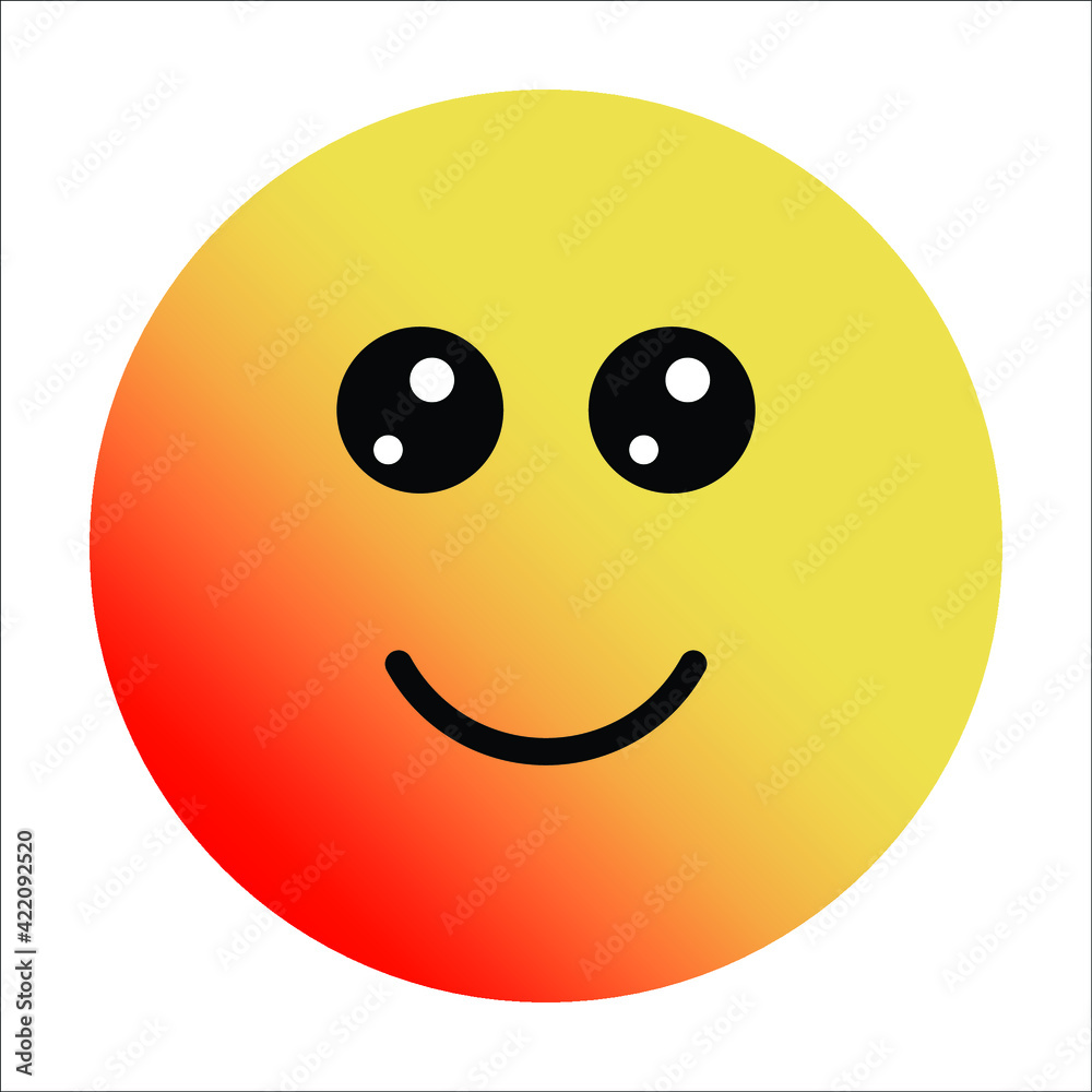Fototapeta premium Cute gradient slightly smiling emoji on white background.