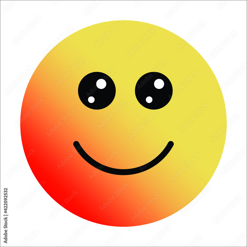Fototapeta premium Cute gradient smiling emoji on white background.