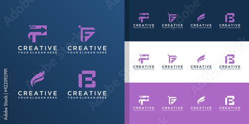 Monogram letter f logo and icon set