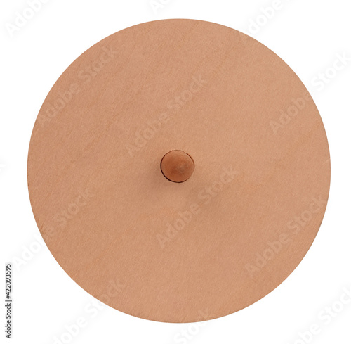 Simple wooden wheel isolated on white background