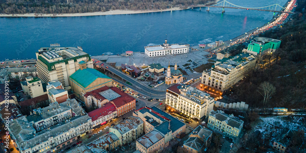 aerial view of Kyiv, River Station