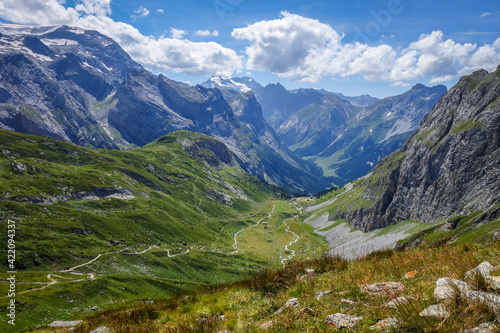 Alpine glaciers and mountains landscape in French alps. © daboost