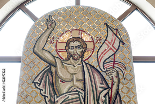 Orthodox icon mosaic of the Resurrection of Christ
