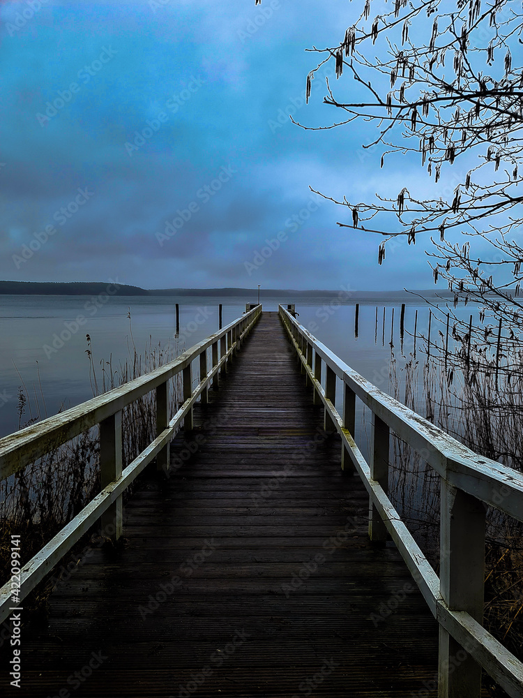 wooden bridge over the river