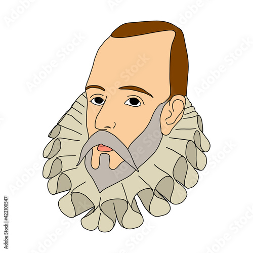Color illustration of the Spanish writer Miguel de Cervantes