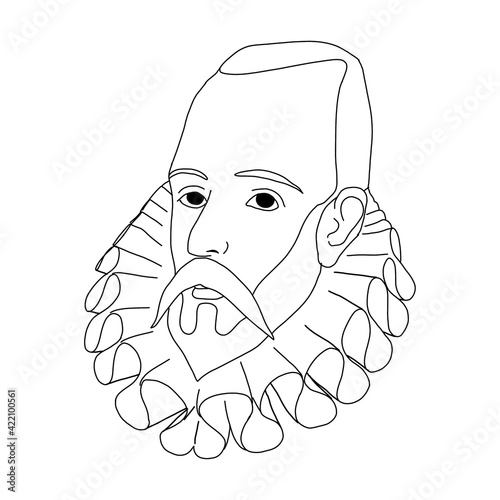 Color illustration of the Spanish writer Miguel de Cervantes