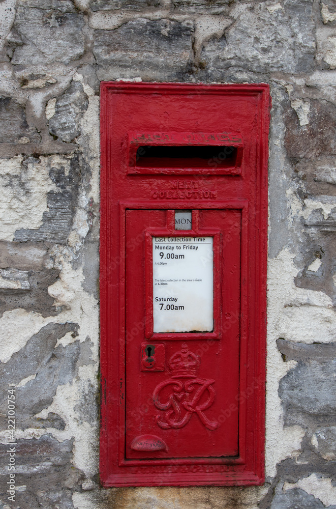 Georgian Red Letter Box in an Old Stone Wall