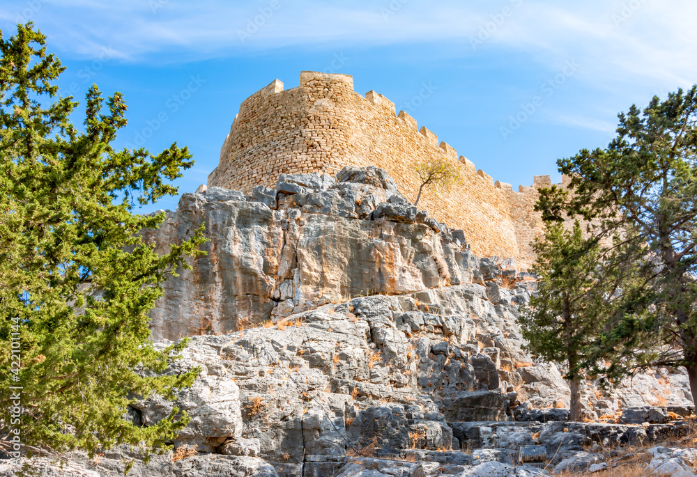 Lindos castle over old town, Rhodes island, Greece