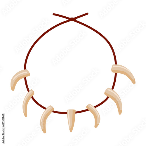 Necklace of bones isolated on white background. Necklace in flat style.