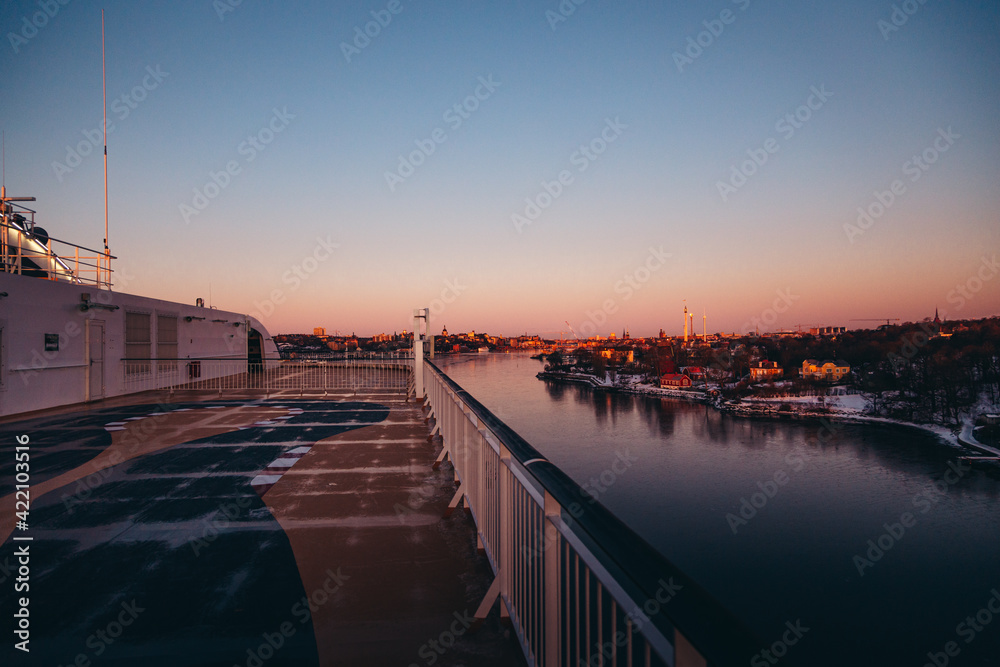 Fototapeta premium Early winter morning with sunrise, Stockholm Sweden