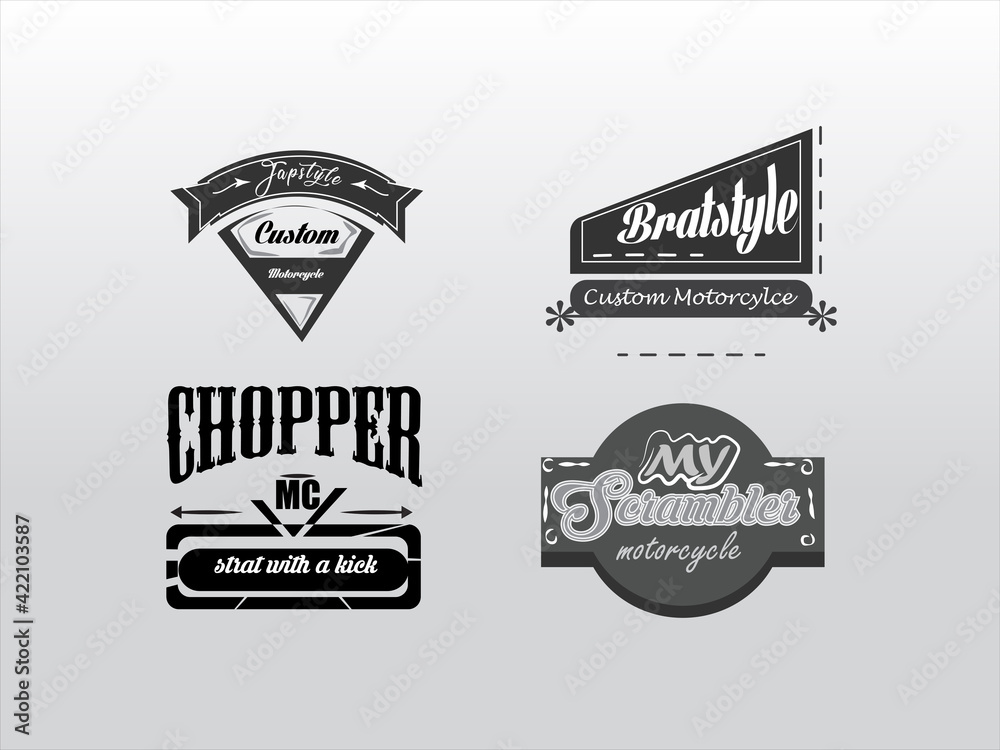 Obraz premium old custom motorcycle Label collection