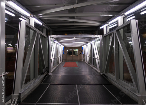 Gangway leading from the terminal in Turku Finland to the carferry going to Stockholm Sweden