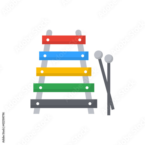 Music xylophone icon flat color vector