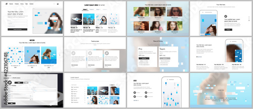 Presentation design vector templates, multipurpose template for presentation slide, flyer, brochure cover design, infographic report. Abstract geometric pattern. Corporate identity business concept.
