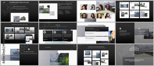 Bundle of editable business templates for digital app, web products. Vector templates for website design, presentations, portfolio, presentation slides, flyer, leaflet, brochure cover, annual report.
