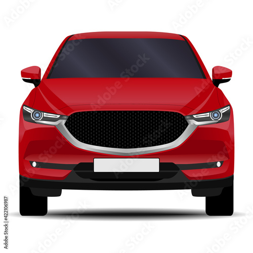 Realistic SUV car. Front view